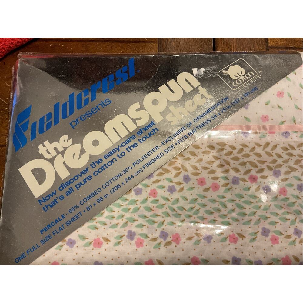 NOS Fieldcrest Dreamspun White Floral Full Flat Sheet Vintage Sweet Dreams - Picture 2 of 5
